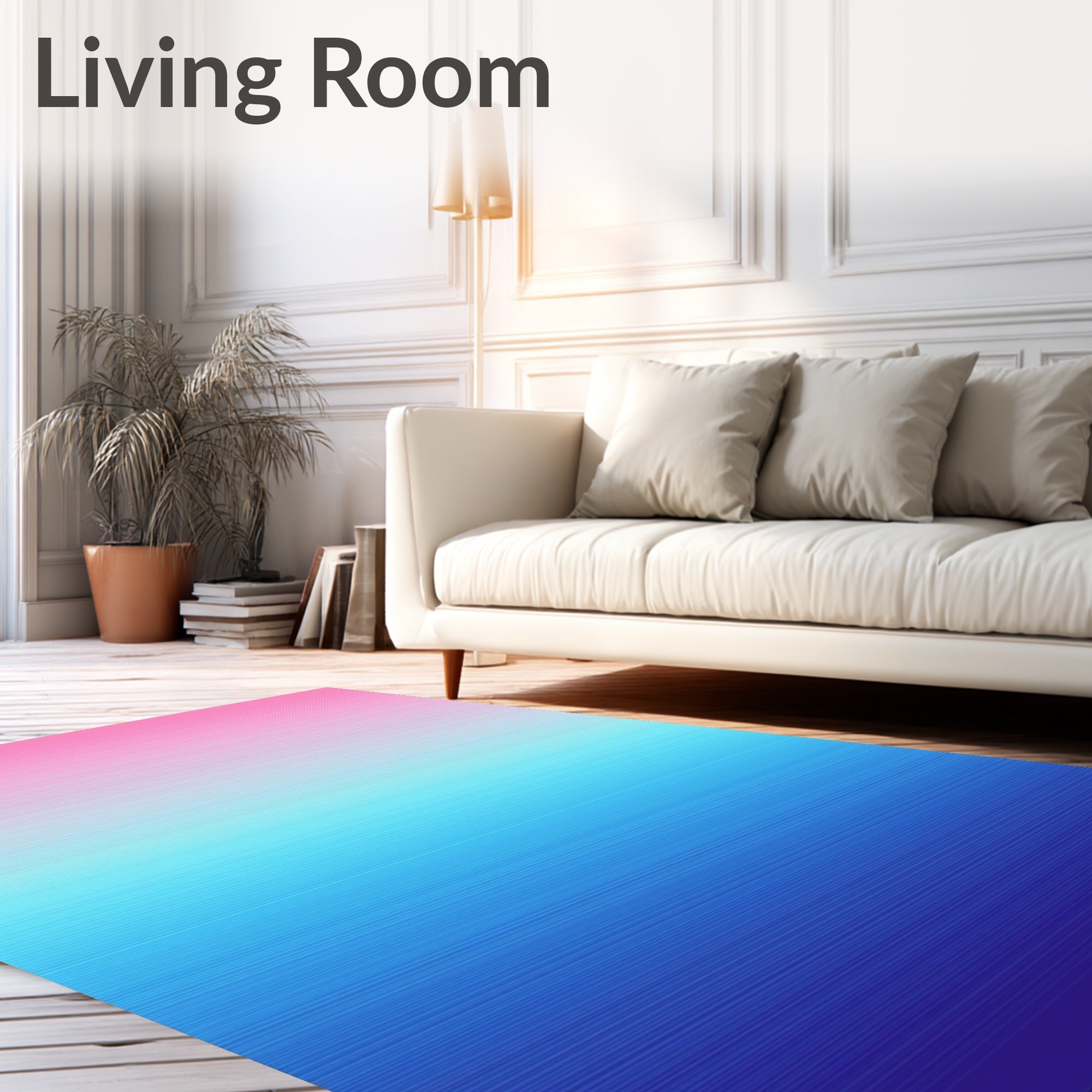 Pink Blue Watercolor Stripe Rug