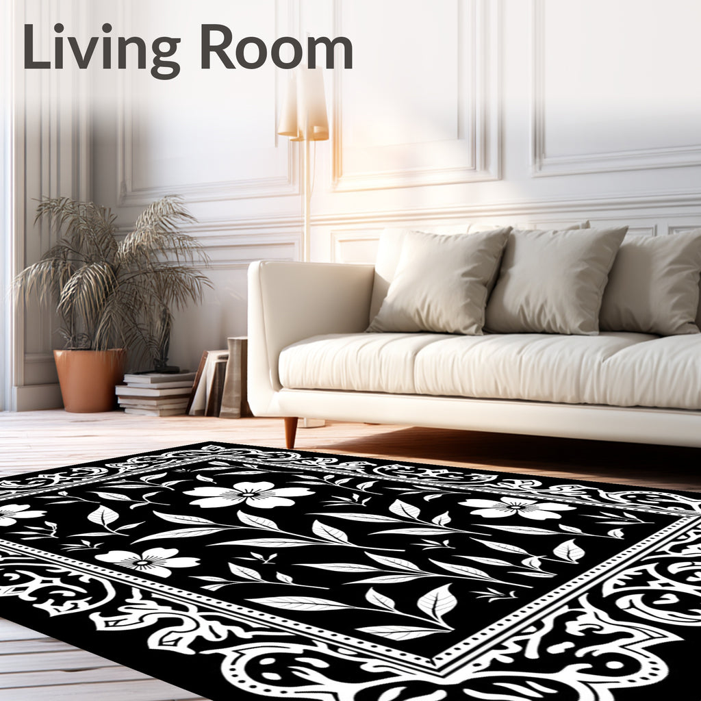 Floral And Leaf Pattern Rug