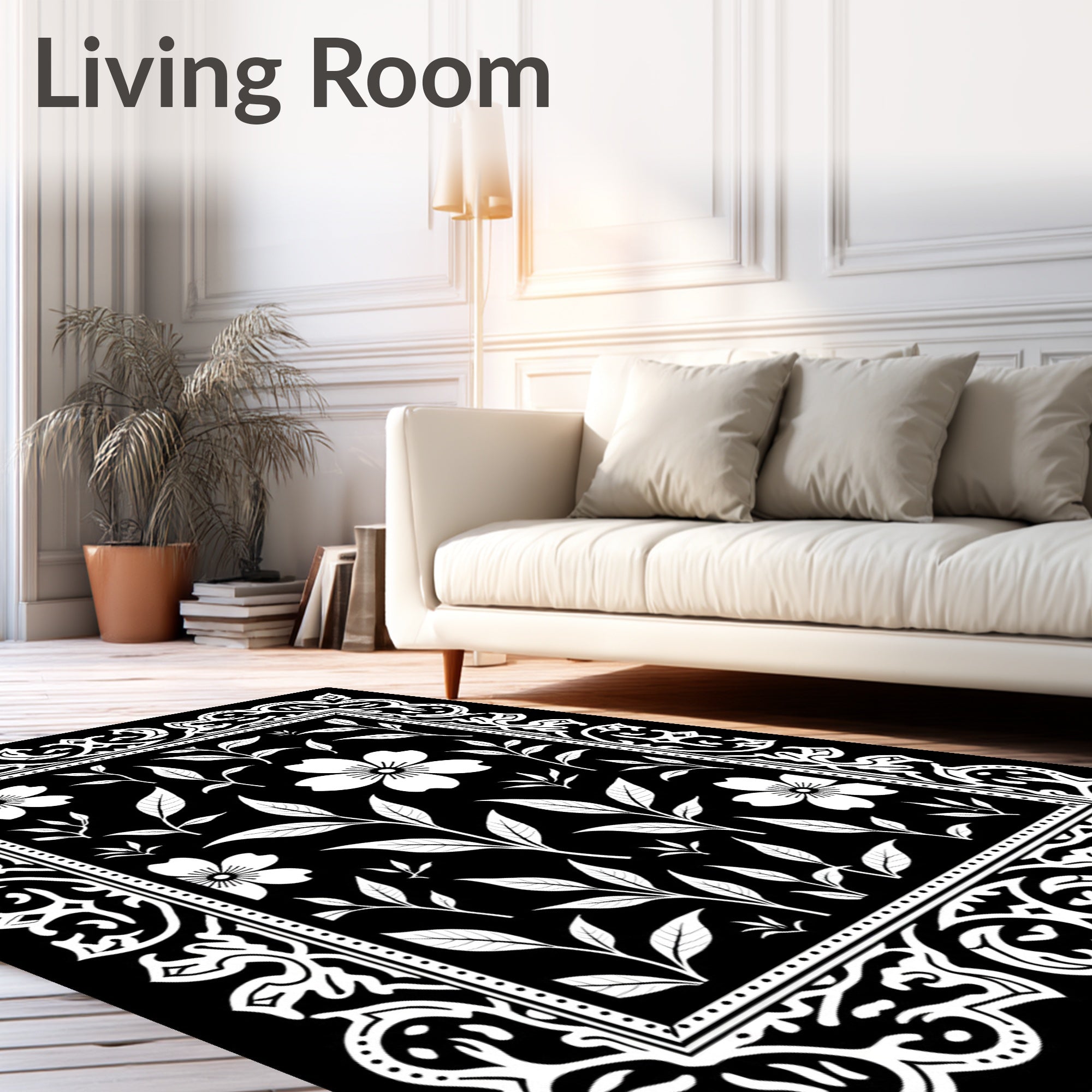 Floral And Leaf Pattern Rug