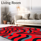 Abstract Wavy Lines Pattern Rug