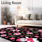Whimsical Snowman Flower Cluster Art Rug