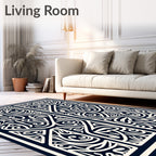 Intricate Mono Floral Swirl Pattern Rug