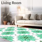 Aqua Floral Patterned Tile Rug