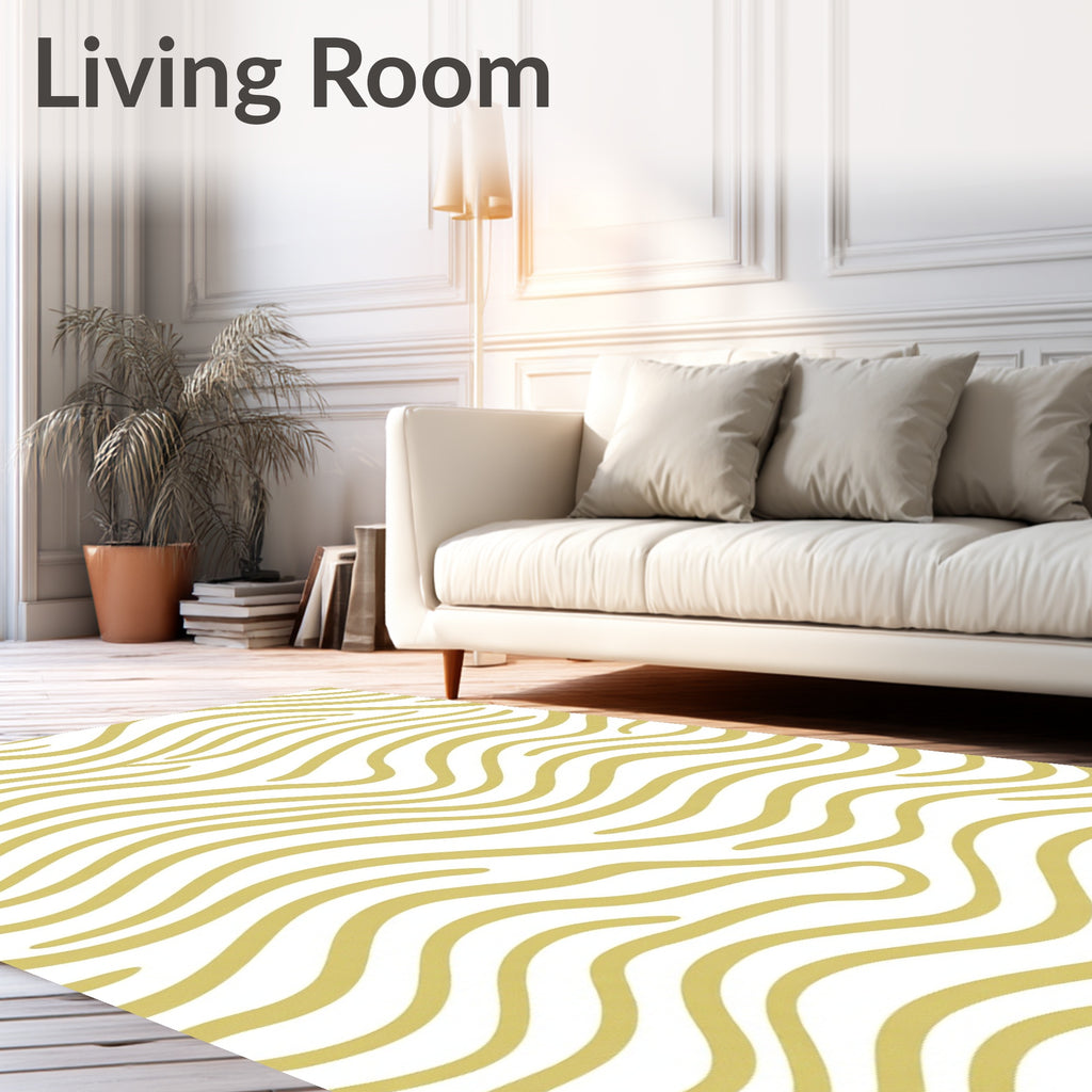 Gold Wavy Stripe Pattern Rug