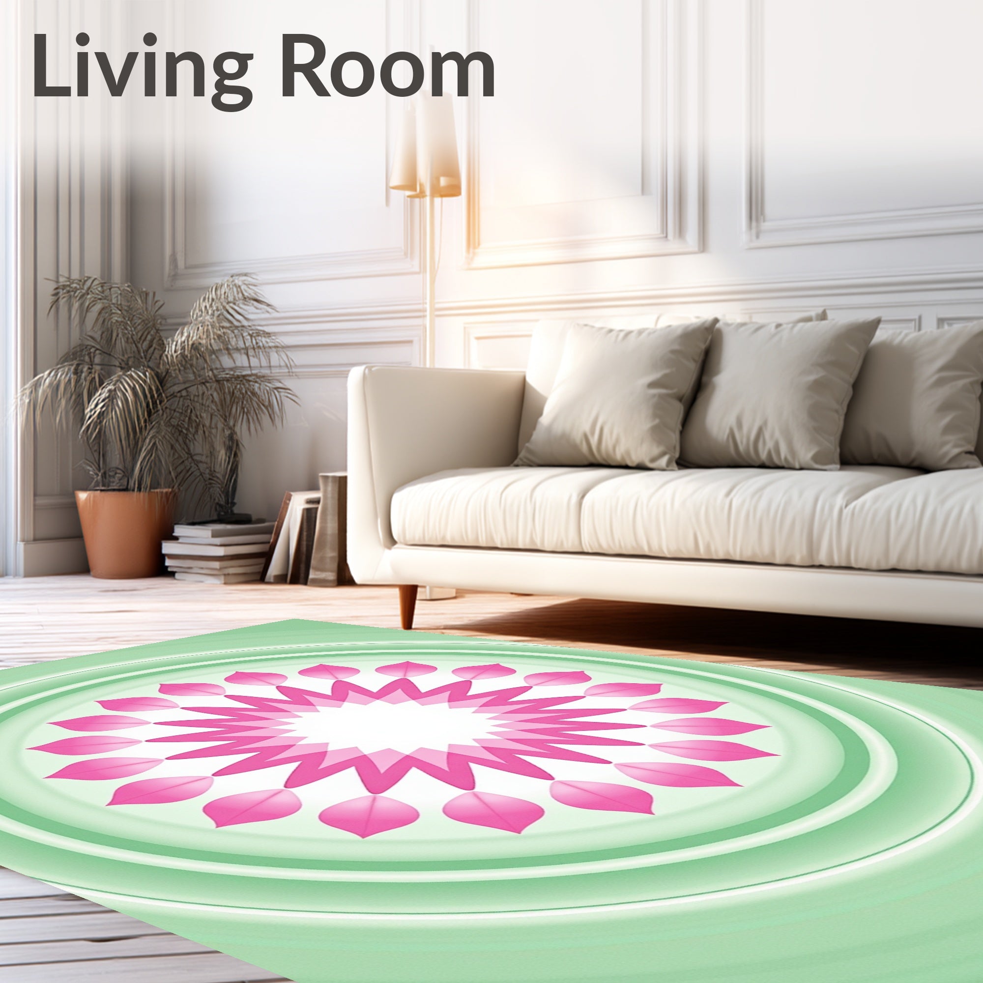 Pink Blossom Zen Mandala Design Rug