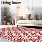 Elegant Red Floral Scroll Rug