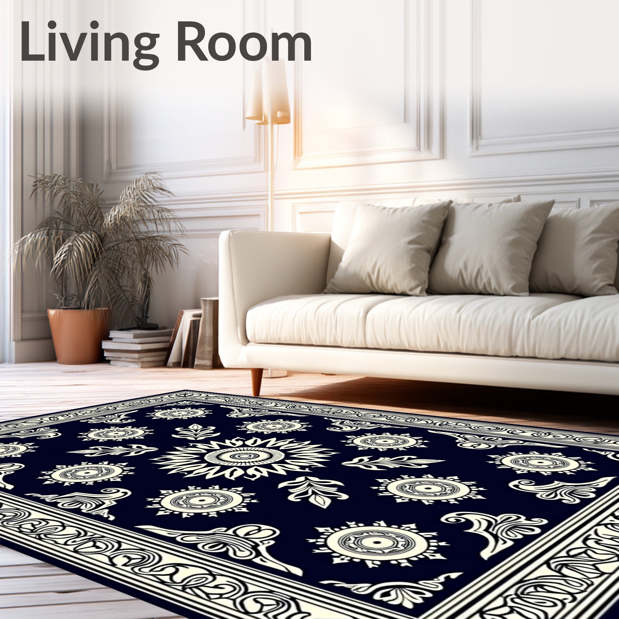 Classic Intricate Floral Mandala Pattern Rug