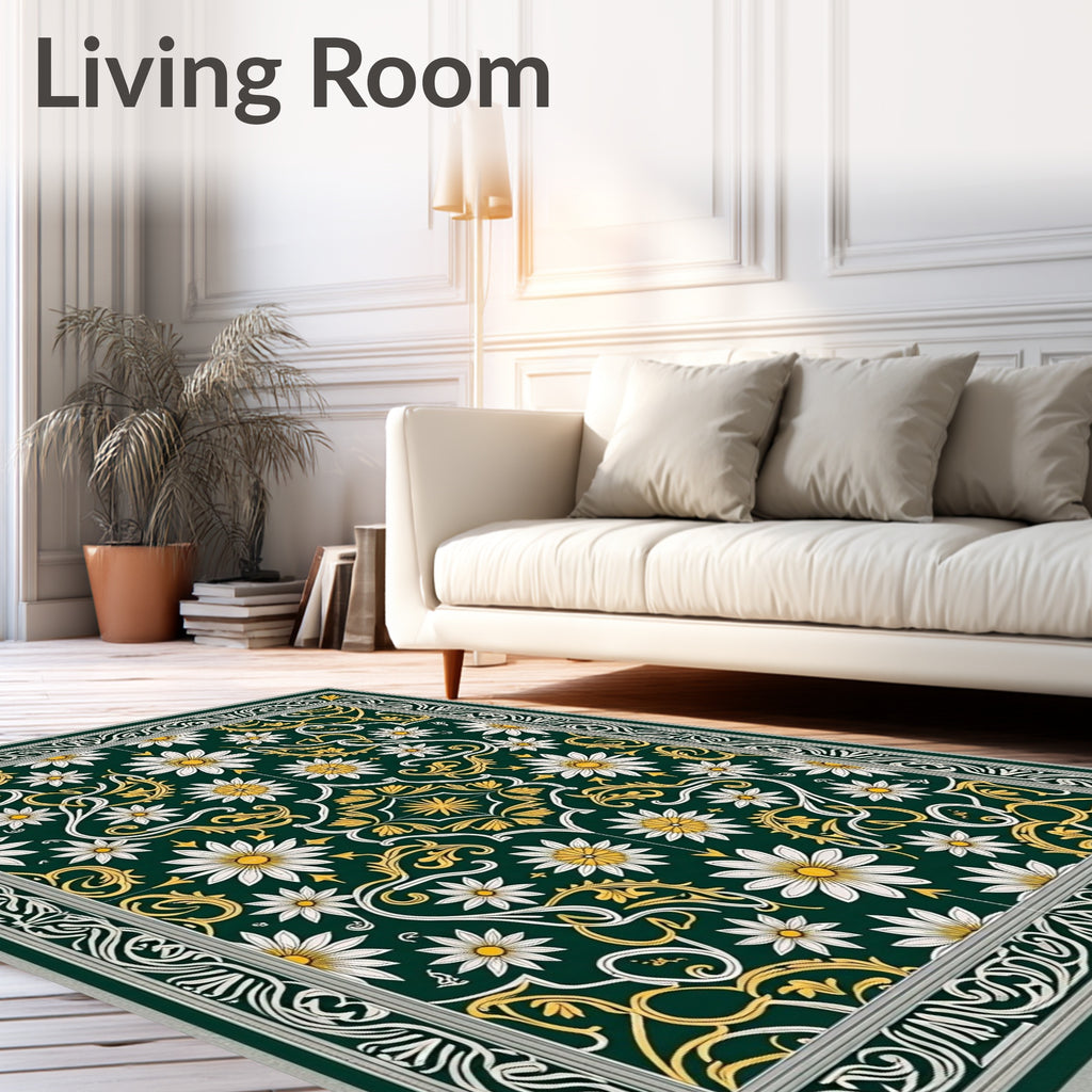 Floral Vines With Daisy Pattern Rug