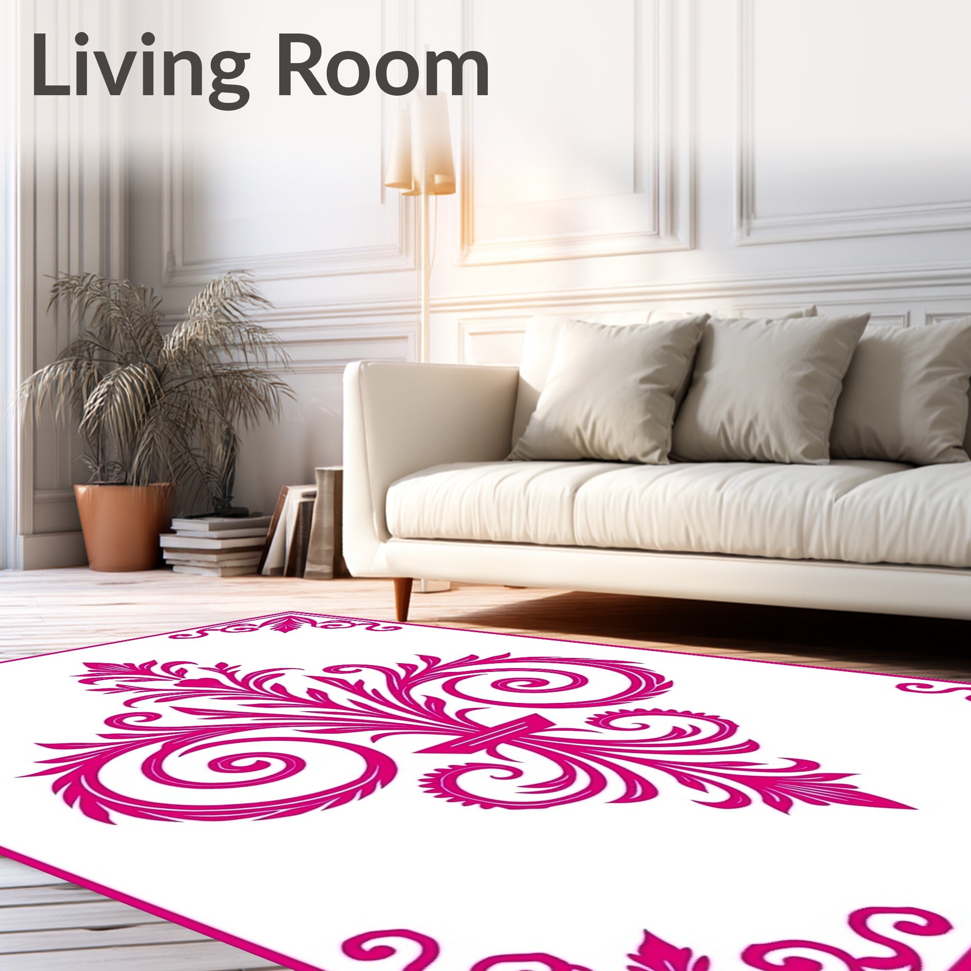 Ornate Floral Swirl Design Rug