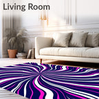 Vibrant Swirl Pink White Blue Rug