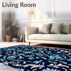 Damask Floral Scrollwork Pattern Rug
