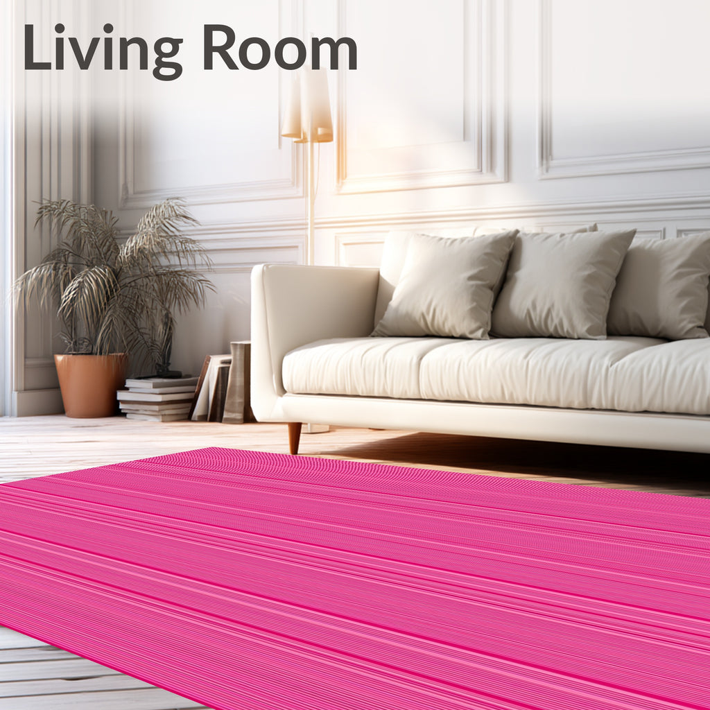 Modern Pink Vertical Stripe Design Rug