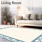 Intricate Border Design With Blue Accents Rug