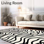 Abstract Black Wave Pattern Rug