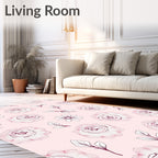 Pale Pink Rose Garden Outline Rug
