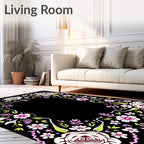 Whimsical Floral Frame with Roses Rug