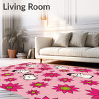 Pink Snowman Flower Meadow Rug