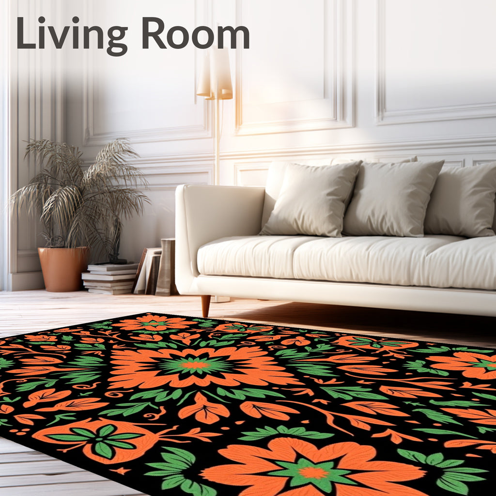 Botanical Floral Mandala Pattern Rug