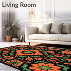 Botanical Floral Mandala Pattern Rug