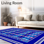 Vibrant Blue Geometric Pattern Rug