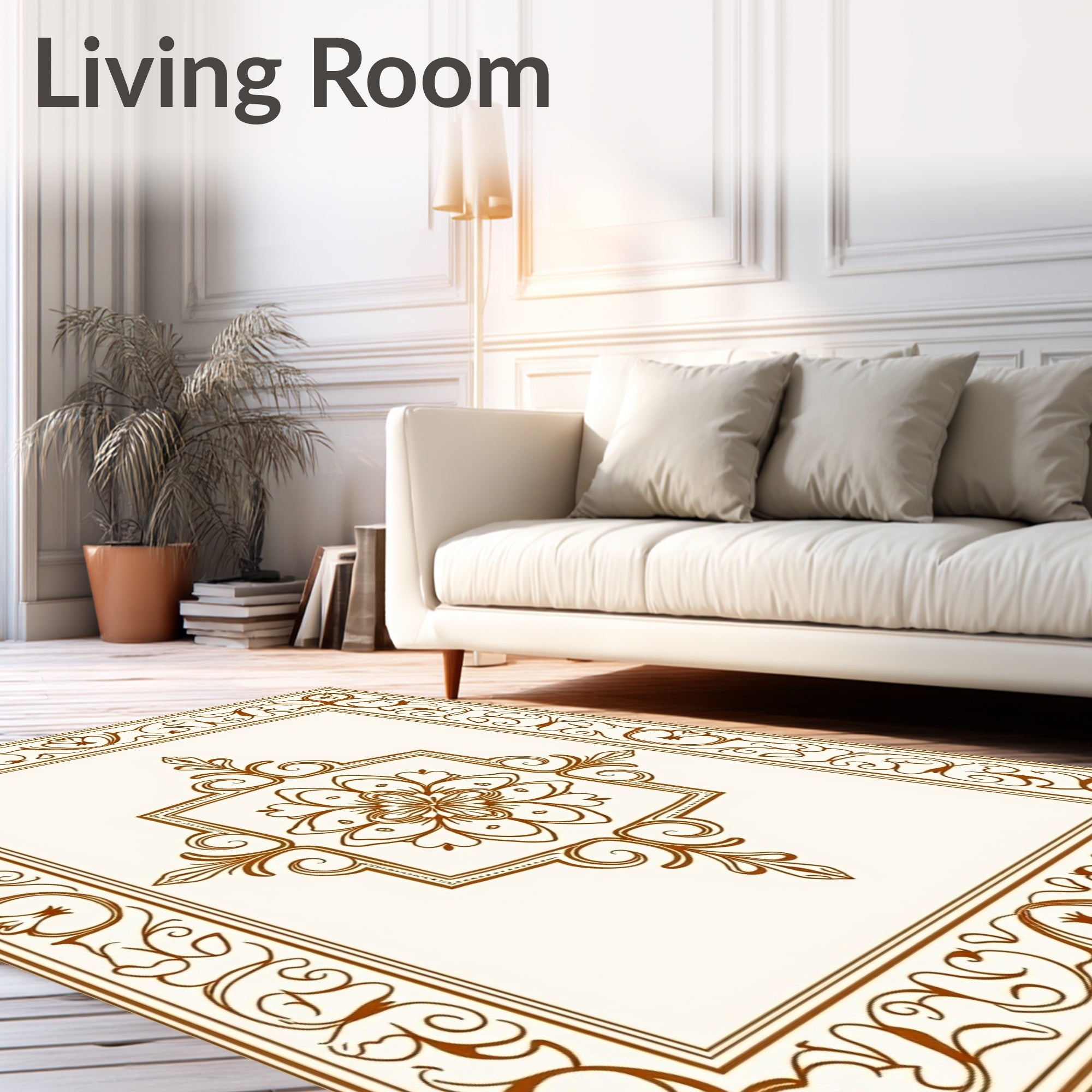 Classic Floral Scroll Border Design Rug