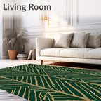 Deep Forest Green Line Art Pattern Rug