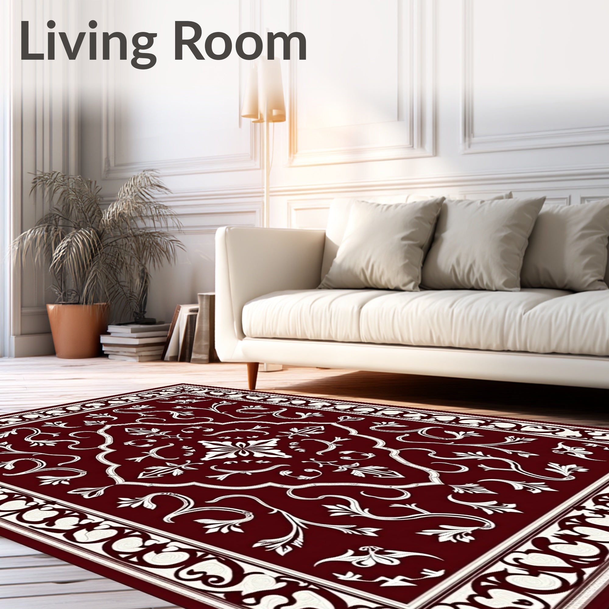Crimson White Classic Floral Medallion Rug