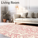 Ornate Pink Floral Vine Pattern Rug