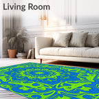 Vibrant Neon Psychedelic Mandala Rug