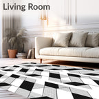 Geometric Black White Illusion Pattern Rug