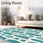 Geometric Arch Pattern Teal Rug