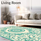 Teal Mandala Art Deco Pattern Rug