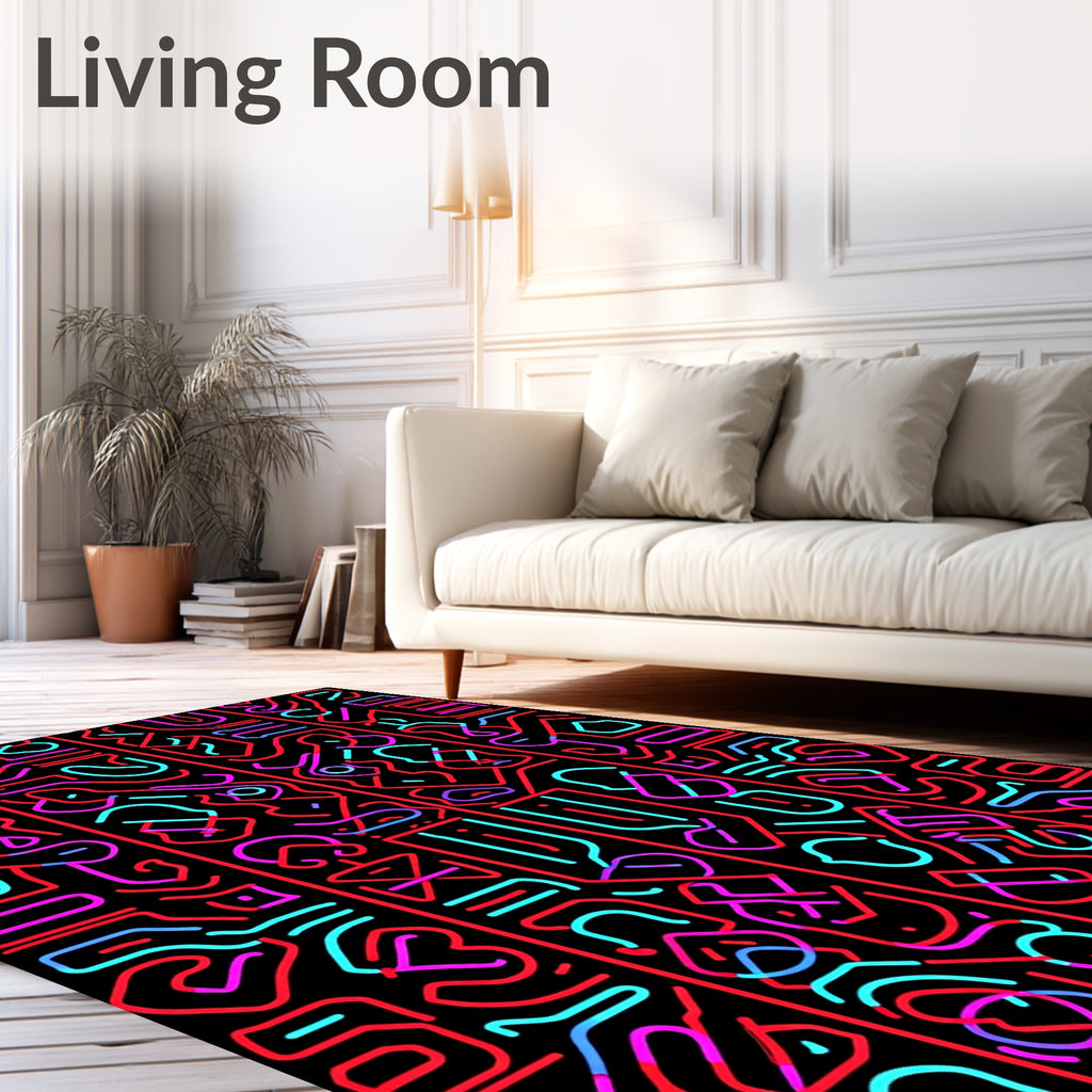 Vibrant Neon Geometric Stripe Pattern Rug