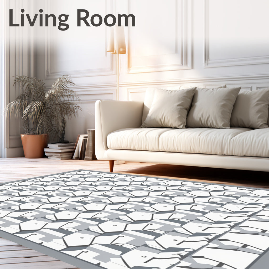 Monochromatic Geometric Architectural Pattern Rug