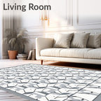 Monochromatic Geometric Architectural Pattern Rug