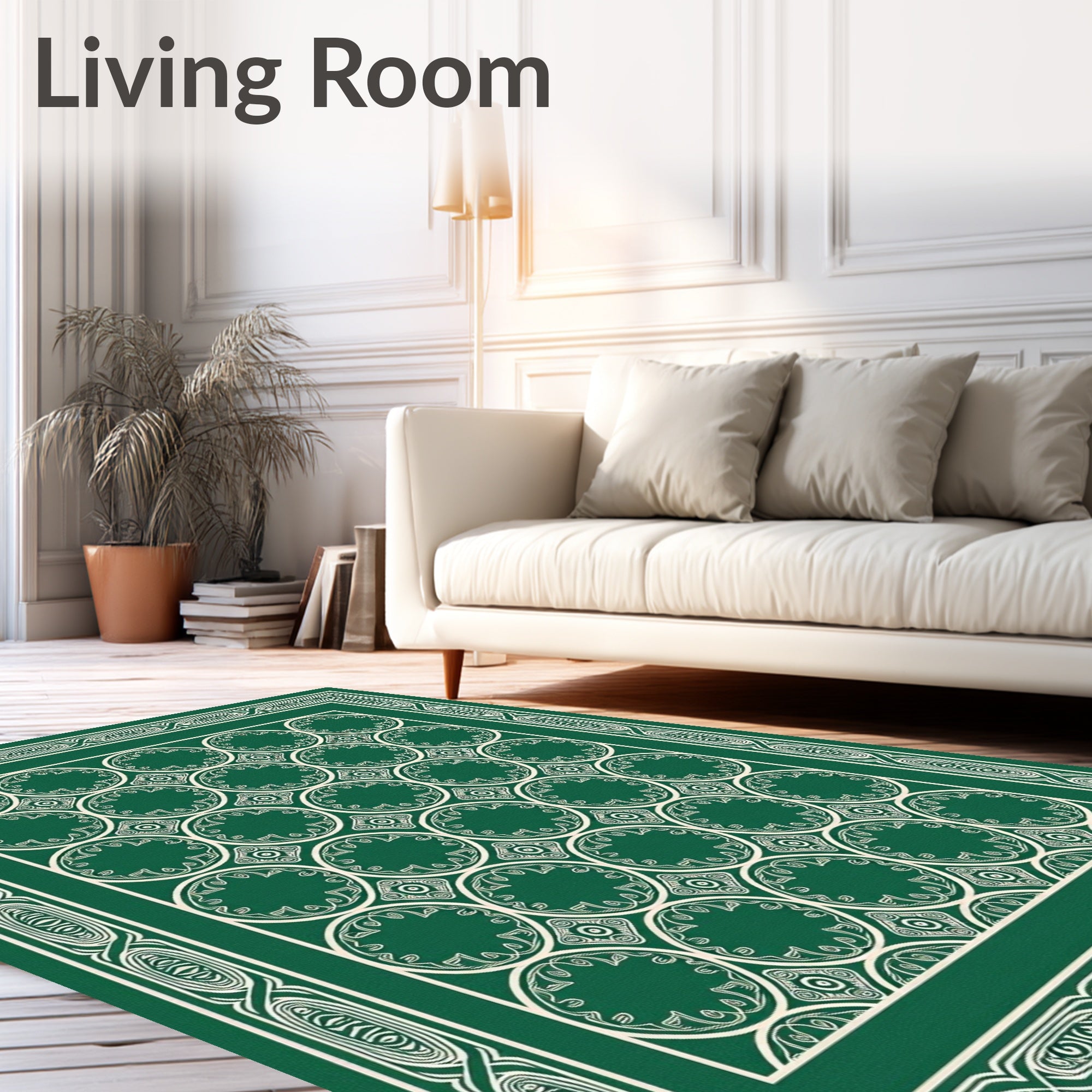 Intricate Circular Pattern With Border Design Rug