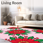 Vibrant Red Floral Berry Garland Rug