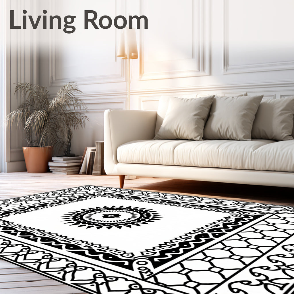 Bold Geometric Sunburst Tribal Pattern Rug