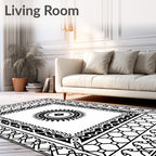 Bold Geometric Sunburst Tribal Pattern Rug