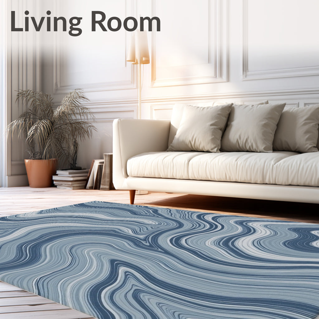 Marble Swirl Blue Pattern Rug