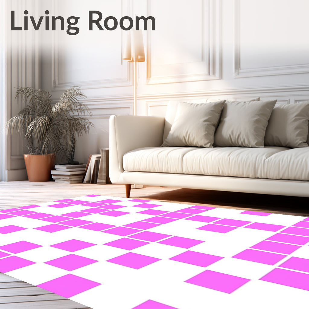 Modern Pink Square Pattern Rug