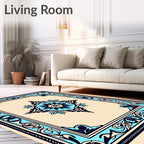 Elegant Blue Floral Medallion Rug