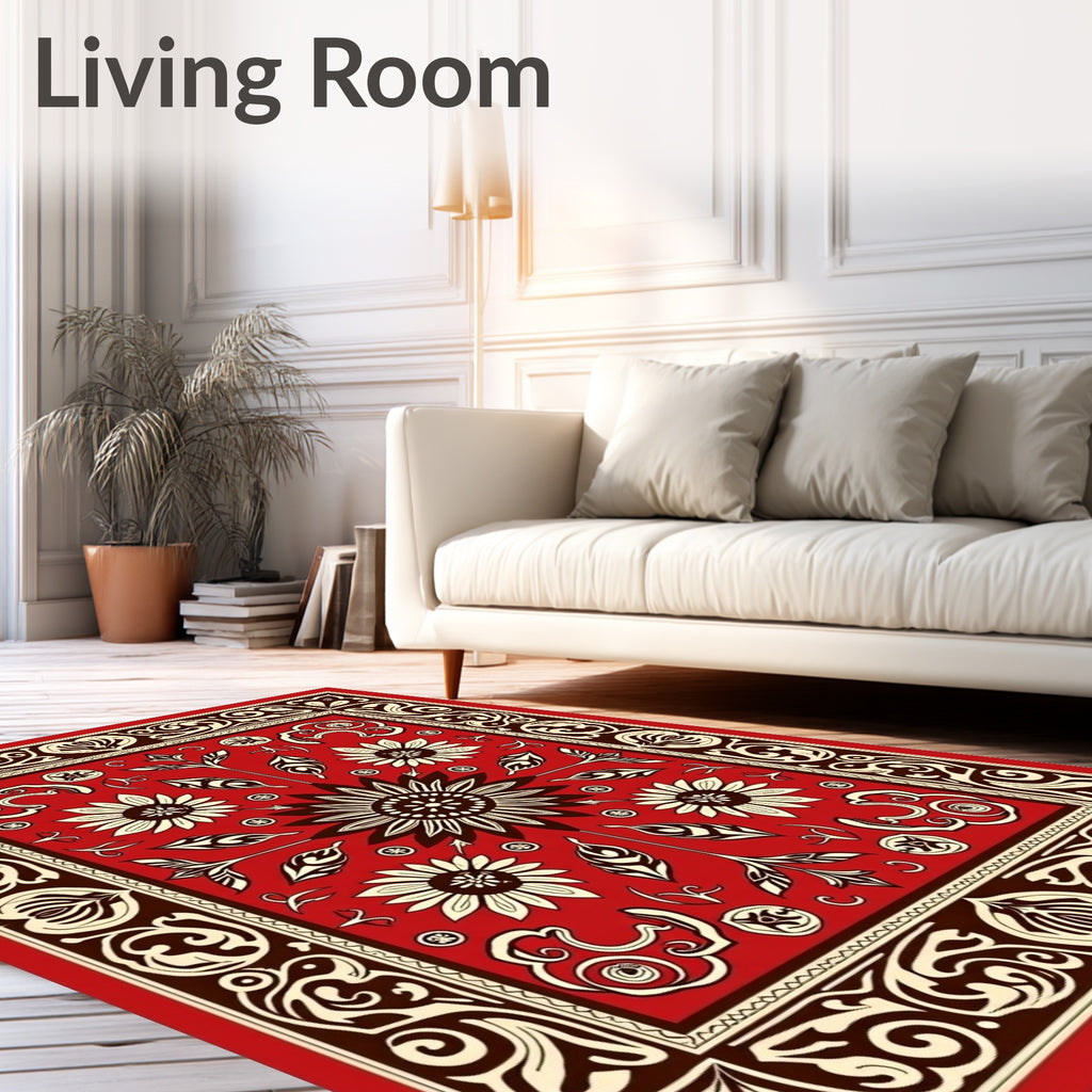 Bold Floral Red Patterned Rug
