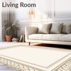 Intricate Gold Swirl Border Design Rug
