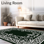 Intricate Scrollwork Floral Border Design Rug