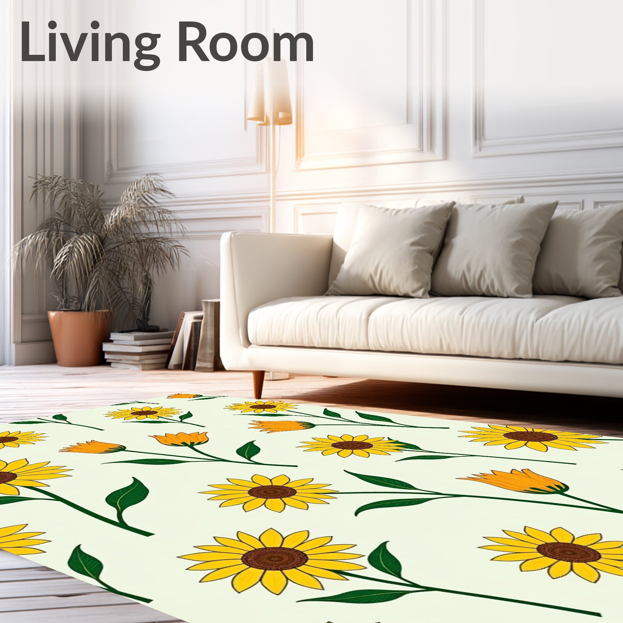 Sunny Yellow Floral Repeat Pattern Rug