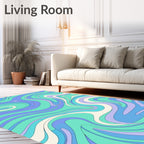 Swirling Aqua Lavender Abstract Design Rug
