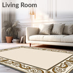 Ornate Scrollwork Classic Border Design Rug