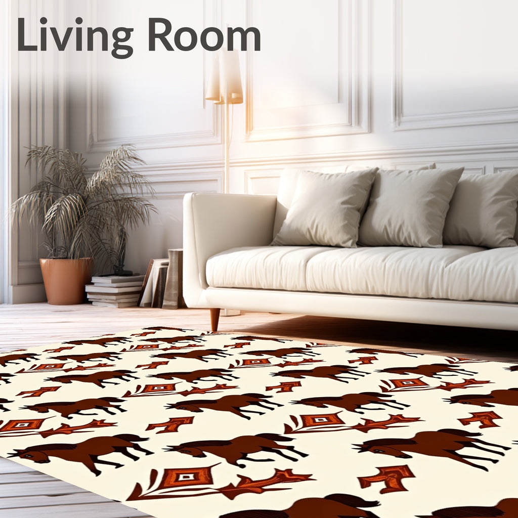 Earthy Horse Tribal Pattern Design Rug