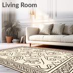 Classic Intricate Scrollwork Border Design Rug